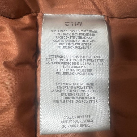 Levi Strauss & Co Women Brown Faux Leather Puffer Jacket Stand Collar Size L - Picture 10 of 10